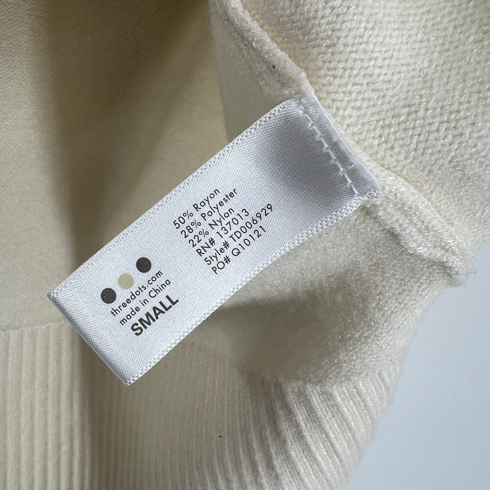 Three Dots Sleeveless Knit Sweater Vest Cream Minimalist Size Small - Picture 5 of 7